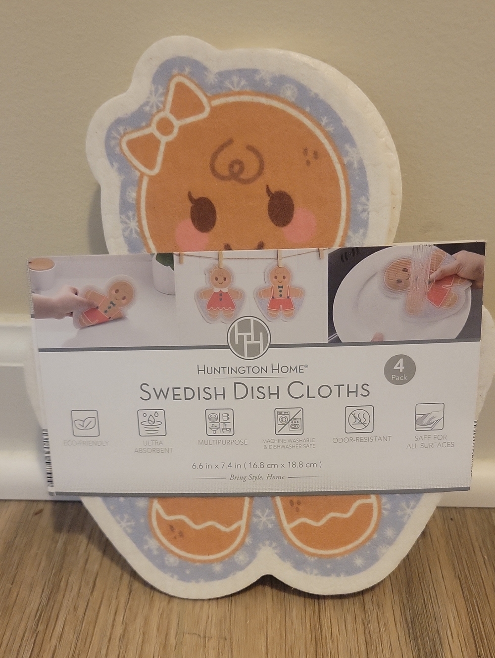 Huntington Home Gingerbread Swedish Dish Cloths – White, Orange, Blue